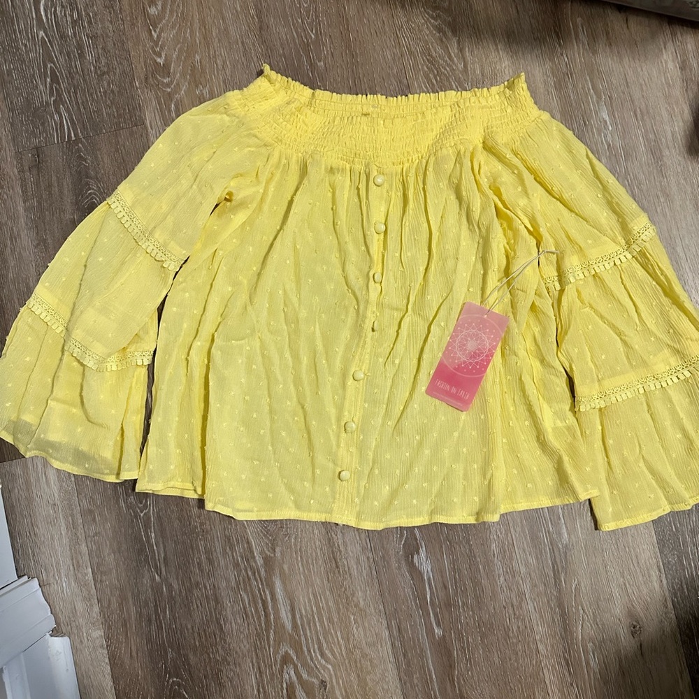 Yellow off shoulder top